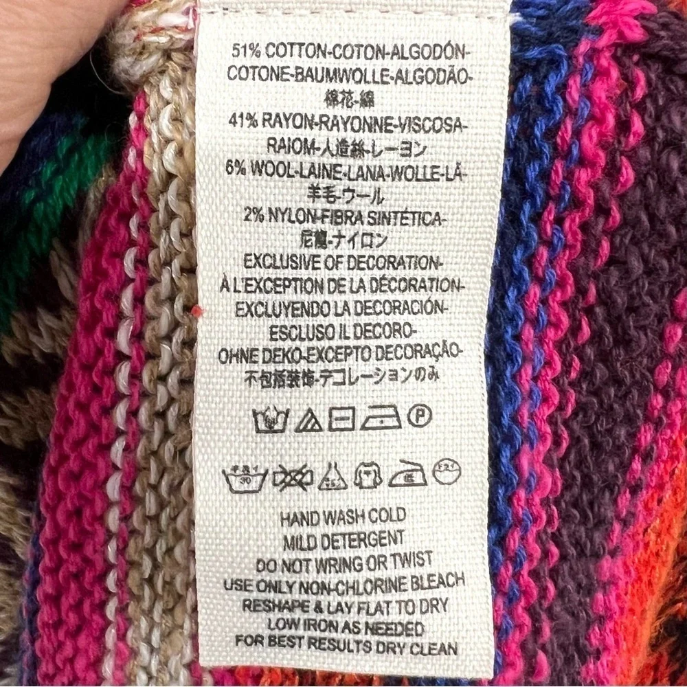 Free People Rare Hearts Tunic Knit Open Sides Multicolor Bohemian Top Womens Med